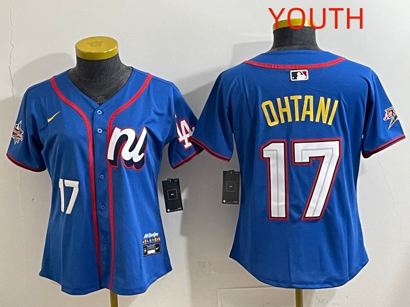 Youth 2025 Los Angeles Dodgers #17 Ohtani Blue Nike 2025 MLB All Star Jersey style 003
